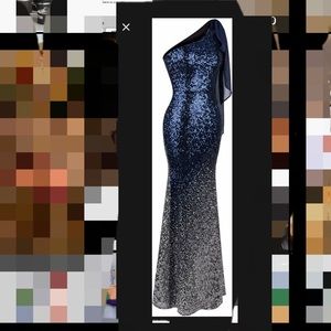 Ombré/gradient evening dress - one shoulder